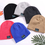 Wireless Bluetooth Smart Earphone Music Knitted Hat Winter Warm Cap with Mic Speaker for iOS Android dark gray