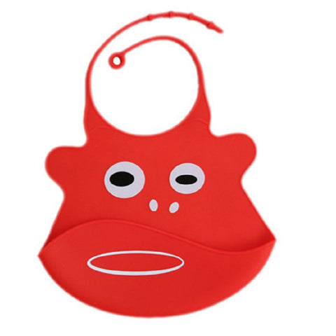 Kid Infant Baby Bibs Soft Silicone Waterproof Large Size Dripping Bibs Red monkey