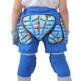 Kids Boys Girls 3D Protection Hip EVA Paded Short Pants Protective Gear Guard Pad Ski Skiing Skating Snowboard   Blue M4343