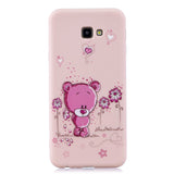 For Samsung J4 plus Cute Coloured Painted TPU Anti-scratch Non-slip Protective Cover Back Case with Lanyard Light pink