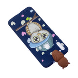 For Samsung A11 Soft TPU Back Cover 3D Cartoon Painting Mobile Phone Case Shell Royal Blue Owl