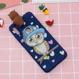 For Samsung A11 Soft TPU Back Cover 3D Cartoon Painting Mobile Phone Case Shell Royal Blue Owl