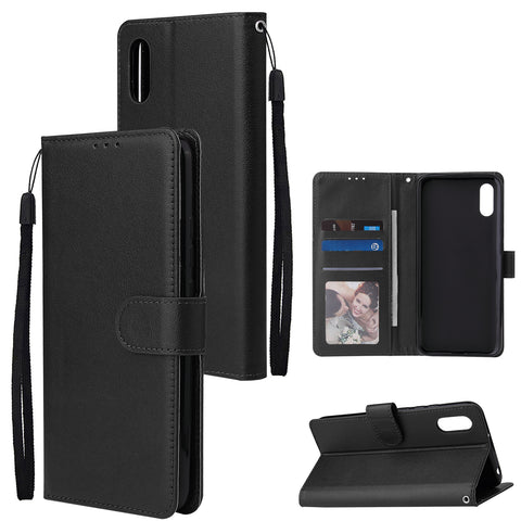 For Redmi 9A/Redmi 9C PU Leather Mobile Phone Cover with 3 Cards Slots Phone Frame black