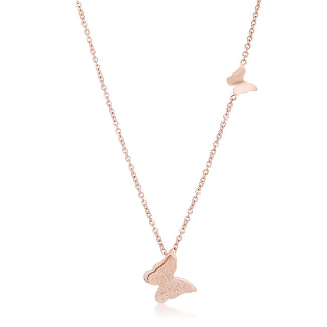 Beatrice Rose Gold Stainless Steel Delicate Butterfly Necklace