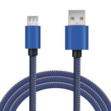 Micro USB Jeans Cable Fast Charging  Data Charger For Samsung Xiaomi Redmi Micro blue