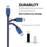 Micro USB Jeans Cable Fast Charging  Data Charger For Samsung Xiaomi Redmi Micro blue