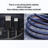 Micro USB Jeans Cable Fast Charging  Data Charger For Samsung Xiaomi Redmi Micro blue