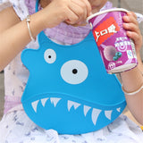 Kid Infant Baby Bibs Soft Silicone Waterproof Large Size Dripping Bibs Sapphire shark