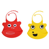 Kid Infant Baby Bibs Soft Silicone Waterproof Large Size Dripping Bibs Yellow smiley face