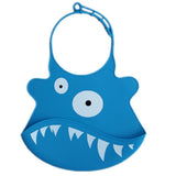 Kid Infant Baby Bibs Soft Silicone Waterproof Large Size Dripping Bibs Sapphire shark