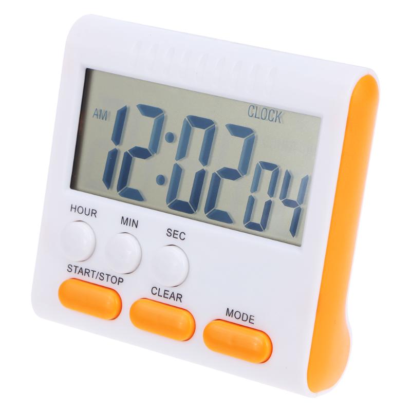 Magnetic Large LCD Digital Kitchen Timer with Loud Alarm Count Up& Down Clock to 24 Hours White + orange