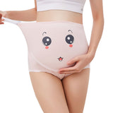 Cotton Breathable Adjustable Pregnant High-waist Shorts Panties with Cartoon Pattern Seamless Underwear Gift Pink_XL