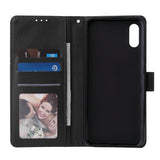 For Redmi 9A/Redmi 9C PU Leather Mobile Phone Cover with 3 Cards Slots Phone Frame black