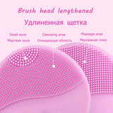 Electric Silicone Face Cleansing Brush Sonic Vibration Massage USB Rechargeable Smart Ultrasonic Face Cleaner Pink