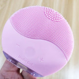 Electric Silicone Face Cleansing Brush Sonic Vibration Massage USB Rechargeable Smart Ultrasonic Face Cleaner Pink