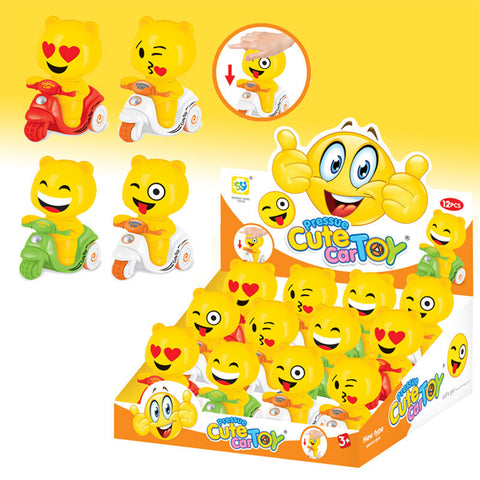 Cute Cartoon Pull Back Pressing Small Yellow Duck Motor Tricycle Toy for Kids Expression doll