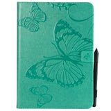 For iPad 5/6/air1/air2 9.7 Fashion Butterfly Embossed PU Leather Magnetic Closure Stand Case Auto Wake/Sleep Cover with Pen Slot yellow