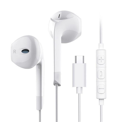 Langsdom E6t USB Type-C Earphone Bass Headset With Mic In-ear Headphones for Type C Phone white