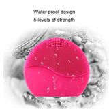 Electric Silicone Face Cleansing Brush Sonic Vibration Massage USB Rechargeable Smart Ultrasonic Face Cleaner blue