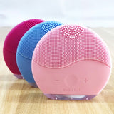 Electric Silicone Face Cleansing Brush Sonic Vibration Massage USB Rechargeable Smart Ultrasonic Face Cleaner Rose Red