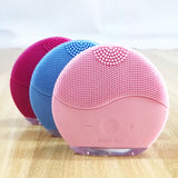 Electric Silicone Face Cleansing Brush Sonic Vibration Massage USB Rechargeable Smart Ultrasonic Face Cleaner Pink