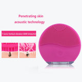 Electric Silicone Face Cleansing Brush Sonic Vibration Massage USB Rechargeable Smart Ultrasonic Face Cleaner blue