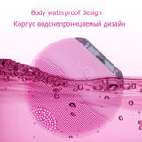 Electric Silicone Face Cleansing Brush Sonic Vibration Massage USB Rechargeable Smart Ultrasonic Face Cleaner Pink