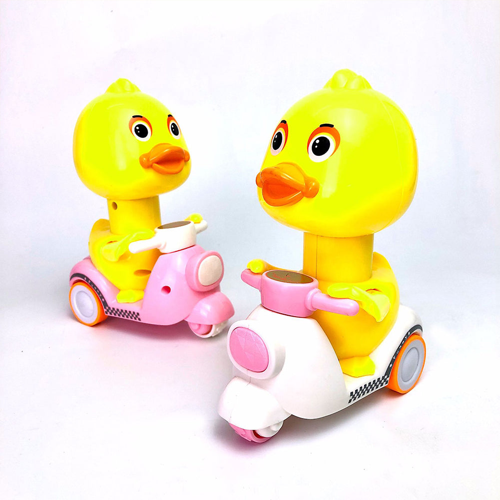 Cute Cartoon Pull Back Pressing Small Yellow Duck Motor Tricycle Toy for Kids Pink little yellow duck