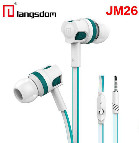 Langsdom JM26 Headphone 3.5mm Wired Earphone Noise Reduction in-ear Earphone Headset with Mic for Mobile Phone white