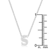 Rhodium Plated Finish Initial S Pendant