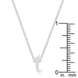 Rhodium Plated Finish Initial T Pendant