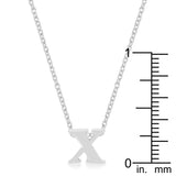 Rhodium Plated Finish Initial X Pendant