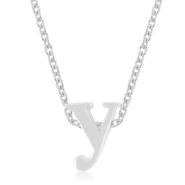 Rhodium Plated Finish Initial Y Pendant