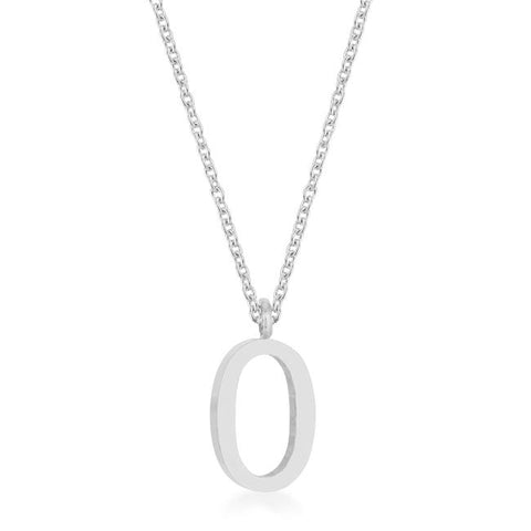 Elaina Rhodium Stainless Steel O Initial Necklace