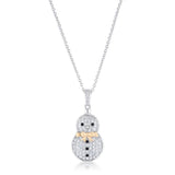 .35 ct CZ Two-Tone Snowman Pave Holiday Pendant