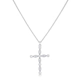 Delicate Vintage Rhodium Plated Clear CZ Cross Pendant