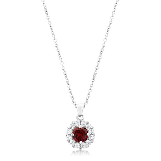 Bella Bridal Pendant in Garnet Red