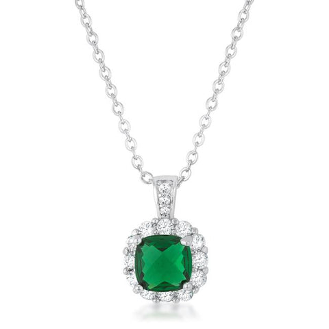 Liz 2.6ct Emerald CZ Rhodium Classic Necklace