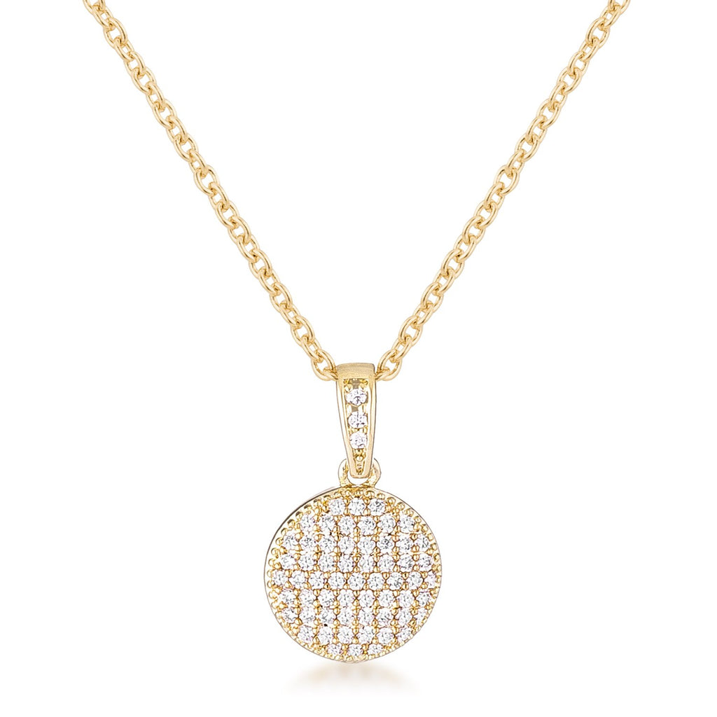 Gold Plated Necklace with CZ Disk Pendant