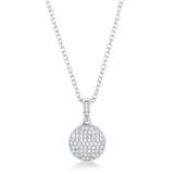 Rhodium Necklace with CZ Disk Pendant