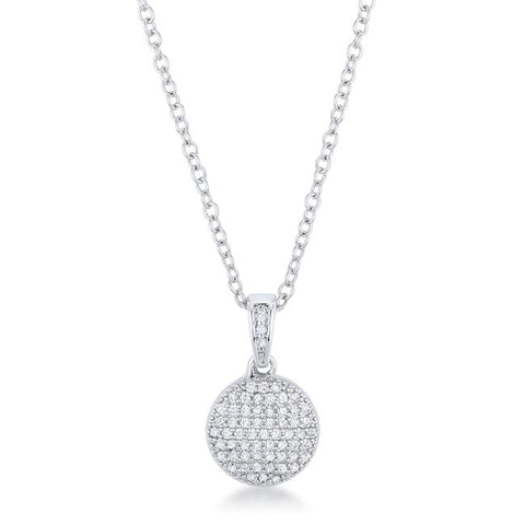 Rhodium Necklace with CZ Disk Pendant