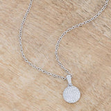 Rhodium Necklace with CZ Disk Pendant