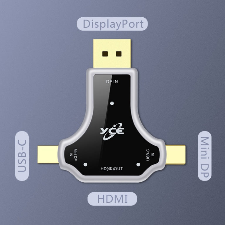 Multi Function Converter USB3.1 type-c/DP/MINI DP to HDMI Three-in-one Adapter black