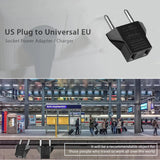 Universal US To EU Plug USA To Euro Europe Travel Wall AC Power Charger Outlet Adapter Converter black