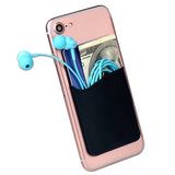 Fashion Simple Adhesive Silicone Card Pocket Money Pouch Case for Cell Phone sky blue