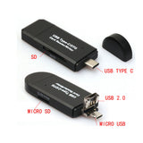 Mini Type-C multifunctional OTG Card Reader Micro USB for Computer Android Smartphone black