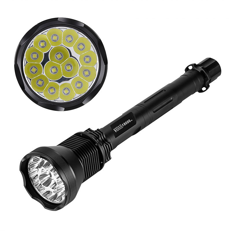 LED Flashlight - 18000 Lumen, Aluminum Alloy Body, 15x CREE XM-L T6 LEDs, 5 Light Modes, Reinforced Glass Lens