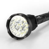 LED Flashlight - 18000 Lumen, Aluminum Alloy Body, 15x CREE XM-L T6 LEDs, 5 Light Modes, Reinforced Glass Lens