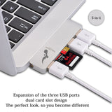 High Speed 5-In-1 USB 3.0 To USB-C Hub - For MacBook & TabPro S, 3x USB 3.0 Port, 1x USB-C Port, 1x SD Slot, 1x Micro SD Slot