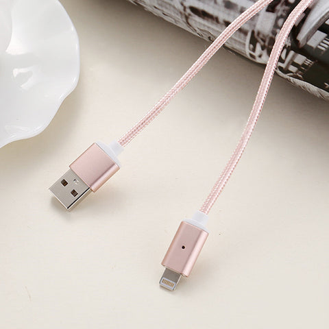 Magnetic Cable 2.4A USB Type C Data Charger 1M Nylon Metal Fast Charging Magnet Cable For Samsung Xiaomi Huawei Android Mobile Phone Rose gold